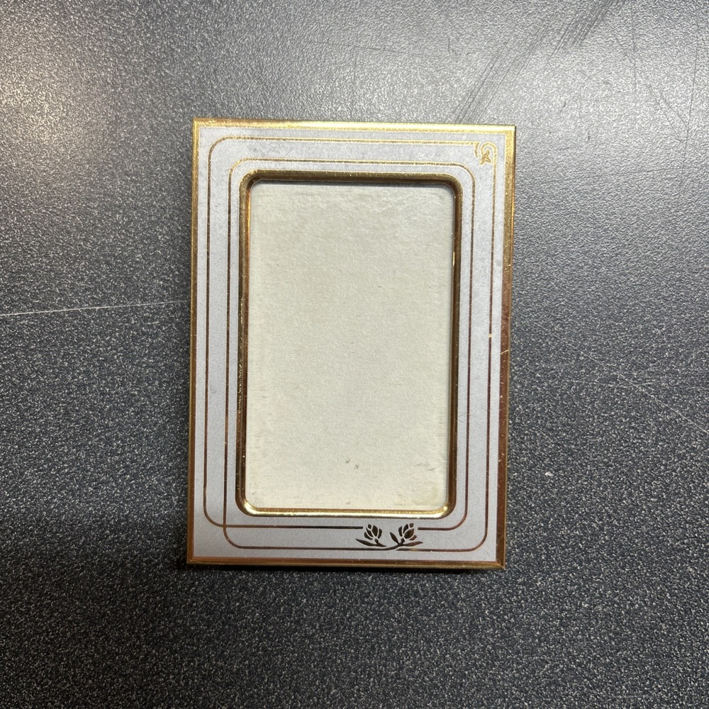 Gold Tone Metal Picture Frame 2x3 Freestanding Mini Frame 90s Decor
